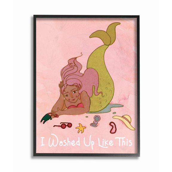 The Stupell Home Decor I Washed Up Like This Mermaid with Pink Hair and Fashion Accessories