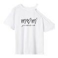 thumbnail image 3 of Camiseta para mujer, camisetas para mujer, camisetas de manga corta, ropa de calle informal con cuello redondo, camisetas para el día de la madre para Blanco, 3 of 8