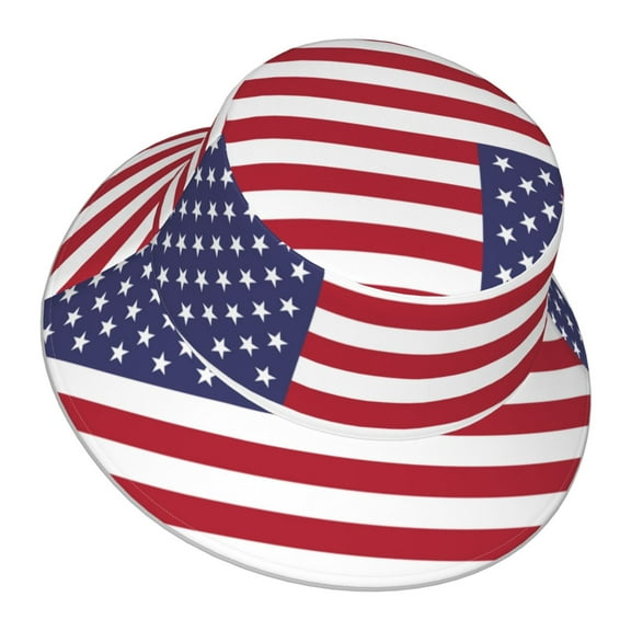 America Flag Bucket Hat With Reflective Stripe Beach Sun Fishing Hat Reversible For Men Women