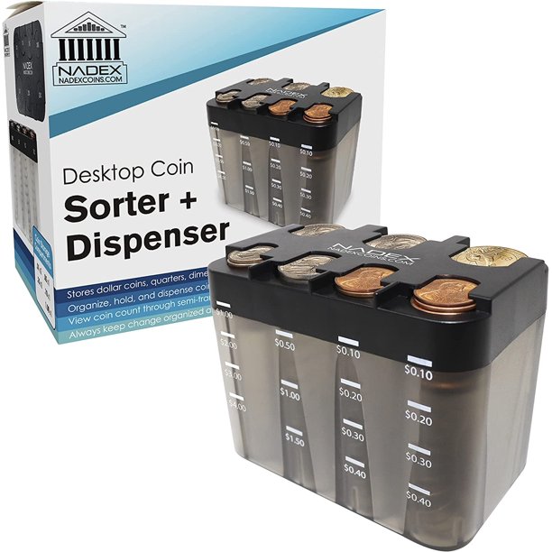 Nadex Coins Desktop Coin Sorter and Dispenser Organizer for Dollars