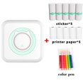thumbnail image 1 of Mini impresora térmica, impresora portátil sin tinta con Bluetooth con 5 rollos de pegatinas y 5 rollos de papel térmico, compatible con Android/iOS, para notas, bricolaje, P, 1 of 5