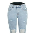 thumbnail image 3 of QENGING Clearance Women's Short Broken Denim Biker Shorts Ripped Jeans High Waisted Hotpant Slim Fit Pantalones Deals, 3 of 5