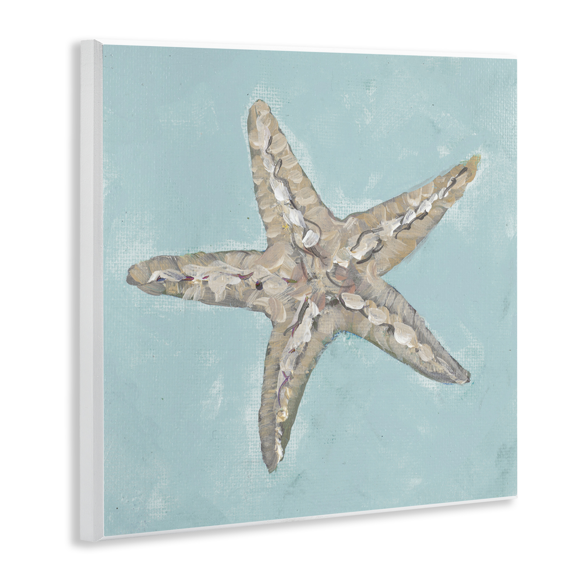 Stupell Industries Blue Starfish Impression Coastal Painting Unframed Art Print Wall Art, 12 x 12