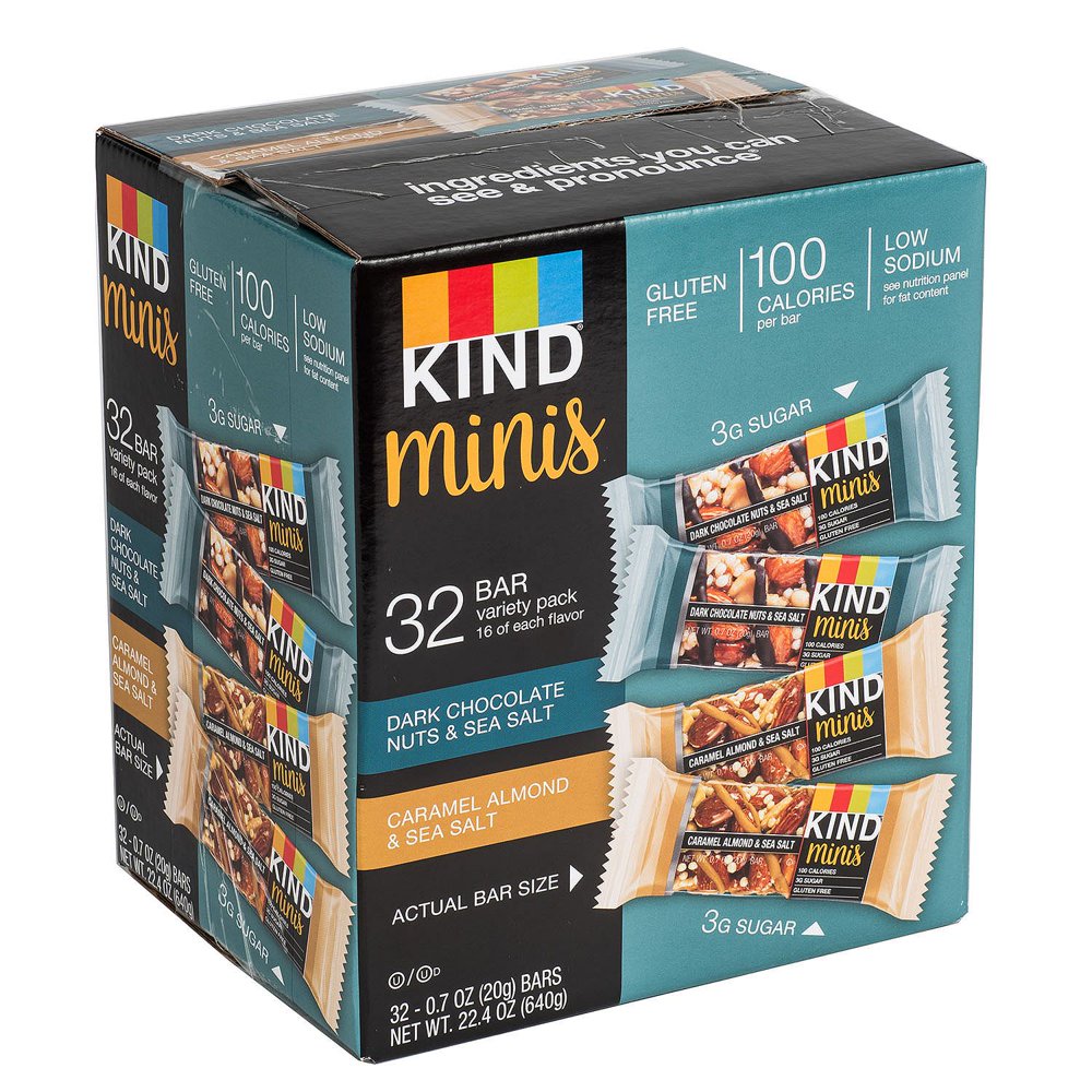 Kind Mini's 32 bar Variety Pack, Dark Chocolate Nuts & Sea Salt
