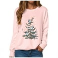 thumbnail image 5 of Kaprioy Sweatshirts for Women Snow Tree Prints Fall Fashion Clothing Long Sleeve Shirt Christmas Gift Pullover Tops Pink, M, 5 of 6