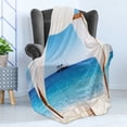 thumbnail image 4 of Balinese Soft Flannel Fleece Blanket, Beach Through Balinese Bed Summer Sunshine Clear Sky Honeymoon Natural Spa Picture, Cozy Plush for Indoor and Outdoor Use, 60" x 80", Blue White, by Ambesonne, 4 of 5