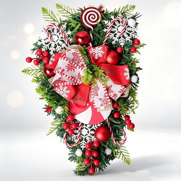 Lrdan Candy Upside Down Wreath & Garland Set – Sweet Treat Front Door Wall Decor for Home, Year-Round Indoor/Outdoor Hanging Ornament