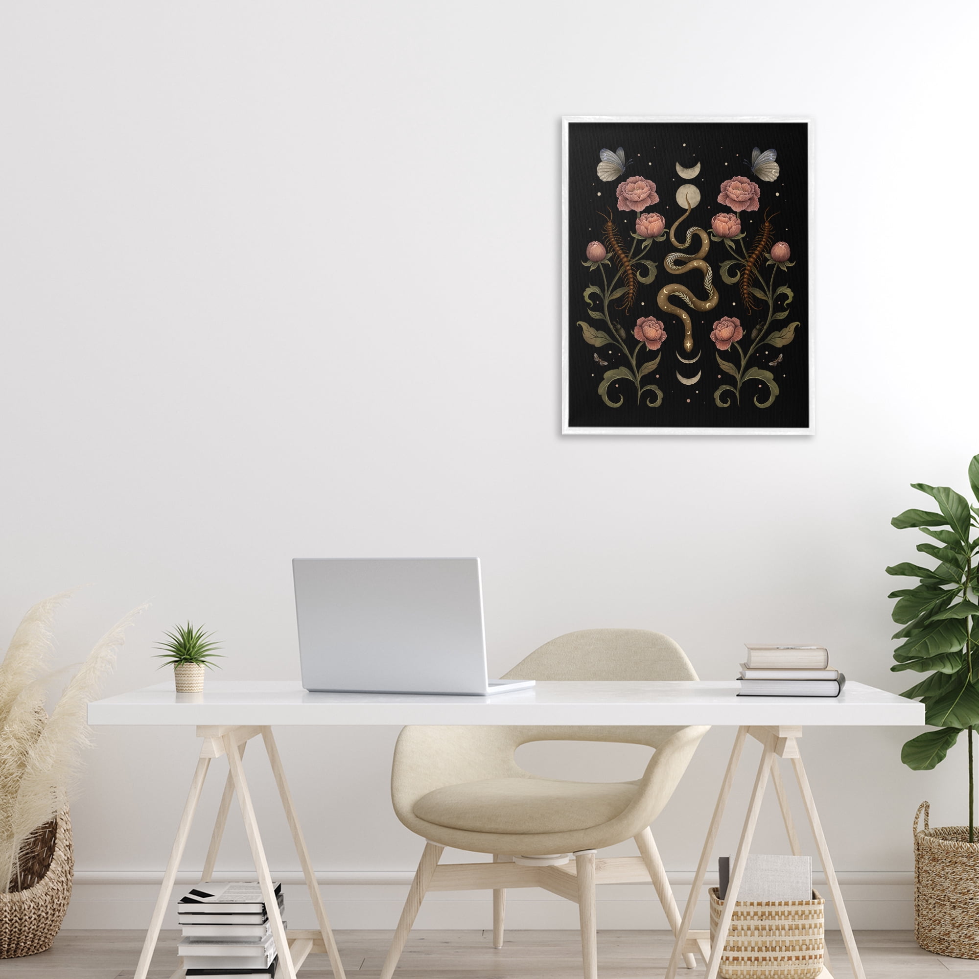 Stupell Industries Serpentine Garden Symmetry White Framed Giclee Art, design by Episodic Drawings