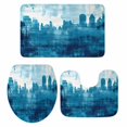 thumbnail image 2 of Abstract Urban Silhouette Bathroom Rugs Set Blue Watercolor Building Non Slip Absorbent Soft Bath Mats 3 Piece Set with Bathroom Rug, U-Shaped Floor Mat, Toilet Seat Cover Large Size, 2 of 9