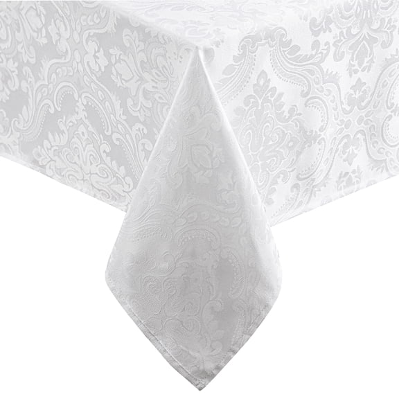 Elrene Home Fashions Caiden Elegance Damask Tablecloth, White, 52" x 52" Square