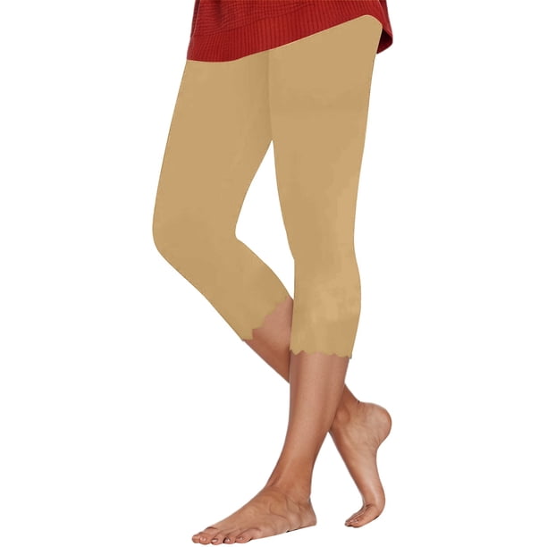 Pantalones informales para mujer: capris con ribete de encaje para casa/ocio; prenda ligera para primavera/verano.