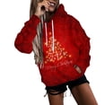 thumbnail image 2 of Pull de Noël à Capuche pour Femmes en Solde Mode Imprimé Pull Manches Longues Blouse Sweat-Shirt, 2 of 5