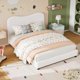 thumbnail image 1 of Tamaño completo marco cama niños velvet forrado cabecero cute low-profile cama plataforma girls y boys no necesita colchón base strong madera slats noise-free fácil montaje (blanca), 1 of 7