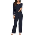 thumbnail image 4 of Lounge Pajama Set for Women 2 Piece Long Sleeve V Neck Tops Shirts and Pants Pj Sets Outfits Soft Sleepwear Loungewear, 4 of 7