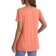 thumbnail image 3 of MOYIKO T Shirts for Women V Neck Tunic Top Short Puff Sleeve Summer Tee Dark Pink Casual Solid Plain Tshirt Clothes Size L, 3 of 7