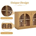 thumbnail image 3 of EUROCO 60" Large Sideboard Buffet Cabinet,Storage Cabinet with Glass Doors and Adjustable Shelves,Arched Kitchen Cabinet Display Cabinet for Kitchen, Living Room, Hallway,Natural, 3 of 7