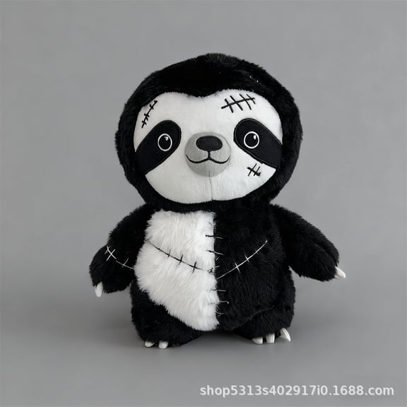 New Halloween Sloth Plush Doll Otter Plush Toy Gift Short Hair Soft Stuffed Animal Figure Cartoonish Design PP Cotton Filled,Black