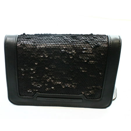 Black Leather French Purse - FRENCH CONNECTION NEW Black Faux Leather Sequined Vanessa Clutch Bag Purse $78