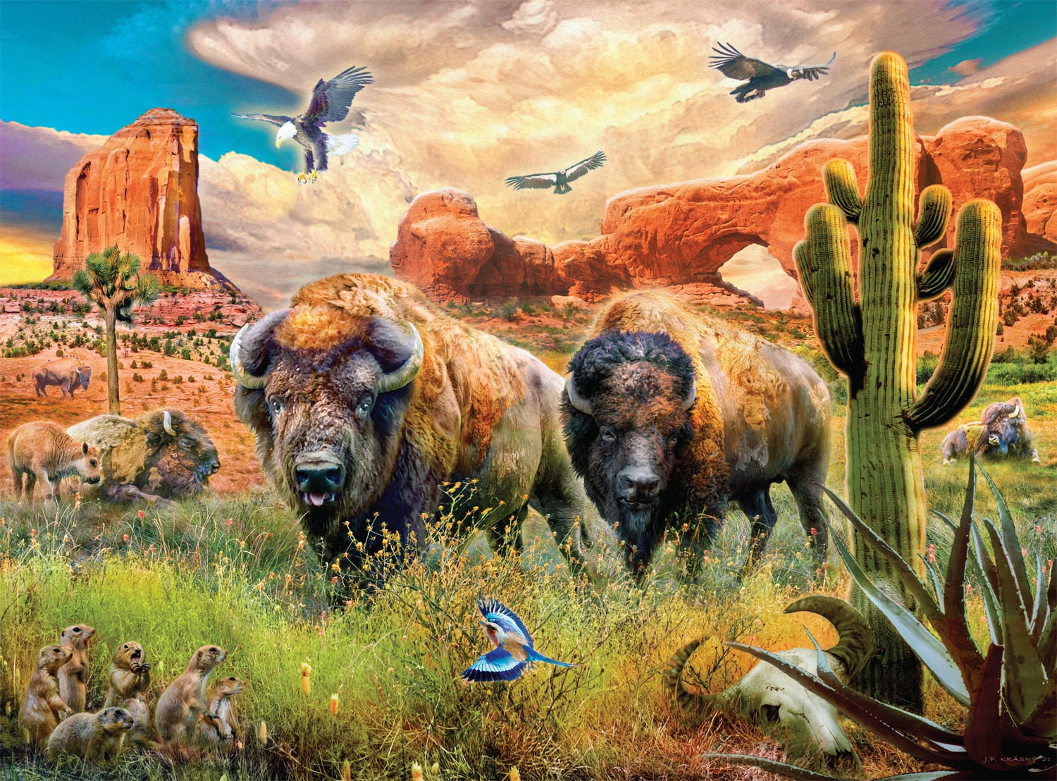 Buffalo Games 1000-Piece Jan Patrik Krasny Bison Rangelands Jigsaw Puzzle