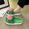thumbnail image 4 of Xfvqtps Womens Furry Slippers Fluffy Plush Three Dimensional Love Open Toe Memory Foam Thick Bottom Soft Sole Comfortable Non-Slip Warm Winter Indoor and Outdoor Slippers Green, 4 of 8