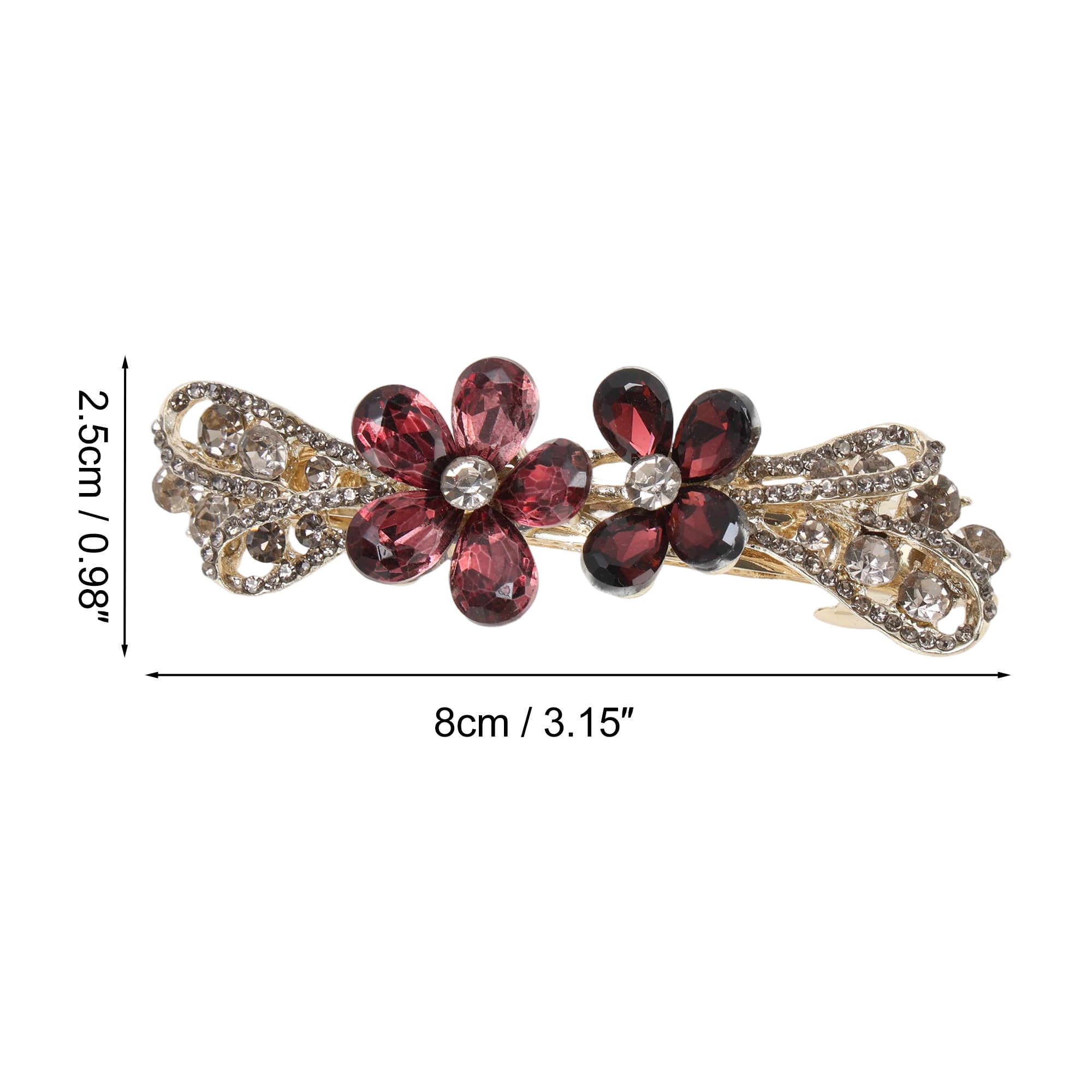 Unique Bargains Flower Hair Barrettes 1 Pc Special Occasions Wine Red