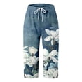 thumbnail image 3 of WILLBEST Pantalones Casuales elegantes para Mujer, Tallas Grandes, Holgados, de Lino a Rayas, Largos, para Comodidad y Moda Diaria. Mediana, 3 of 4