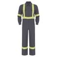 thumbnail image 5 of Sxiwei Mens High Visibility Coverall Long Sleeve Zip Up Mechanic Overalls Workwear Firefighter Gray XL, 5 of 7