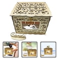 thumbnail image 4 of 1 Set Wood Card Box Square Wood Box Hollow Greeting Card Box Greeting Card Box Wood Storage Box, 4 of 8