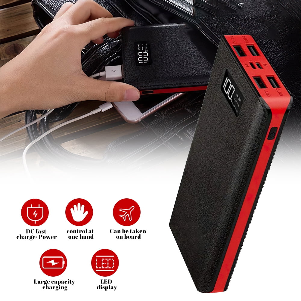 10000mah Portable Power Bank External Battery Pack 4USB Charger for Cell Phone Red