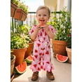 thumbnail image 4 of Gzhioc Toddler Baby Girls Summer Flare Pants Overalls 6 12 18 24 Months 2T 3T 4T Watermelon Print Short Sleeve Crew Neck Bell Bottom Romper, 4 of 9