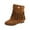 Brown, variant on Fesfesfes Women Ankle Snow Boots Retro Tassels Shoes Casual Fashion Solid Color Frosted Suede Flat Inner Height Boots 42(US:9)