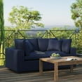 thumbnail image 2 of Modular Lounge Loveseat Deep Sofa, Blue Navy, Fabric, Modern Contemporary, Outdoor Patio Balcony Cafe Bistro Garden Furniture Hotel Hospitality, 2 of 9