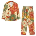 thumbnail image 3 of Renewold Colorful Hippie Flowers Button Down Pajamas for Women Size 3XL Durable Shirt and Elastic Waist Pants 2 Pieces Soft Scoop Neck Lounge Set for Fall Spring Winter, 3 of 6