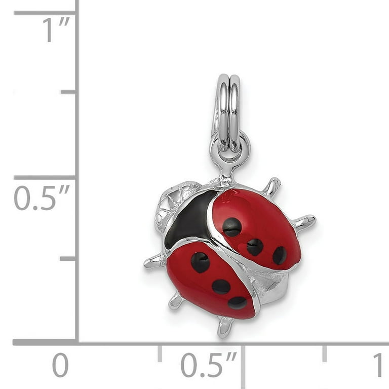 Sterling Silver Heart With Enameled Red Ladybug Pendant Sterling Silver Heart With Enameled Red Ladybug Pendant