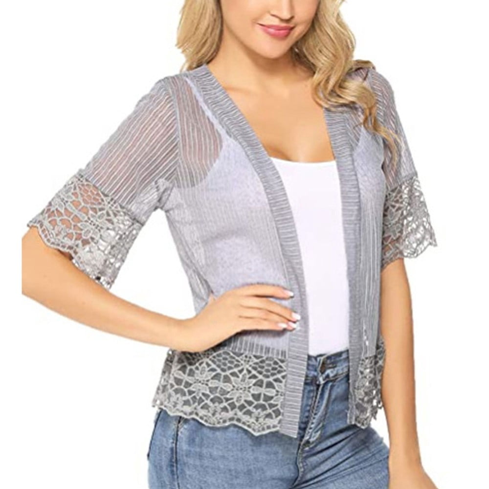 YIWEI Women Shrugs Floral Lace Half 