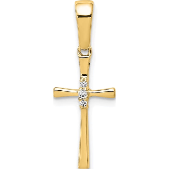 10K Yellow Gold .02Ct. Diamond Cross Pendant (Width 9) (Length 16.5) - Jbsp