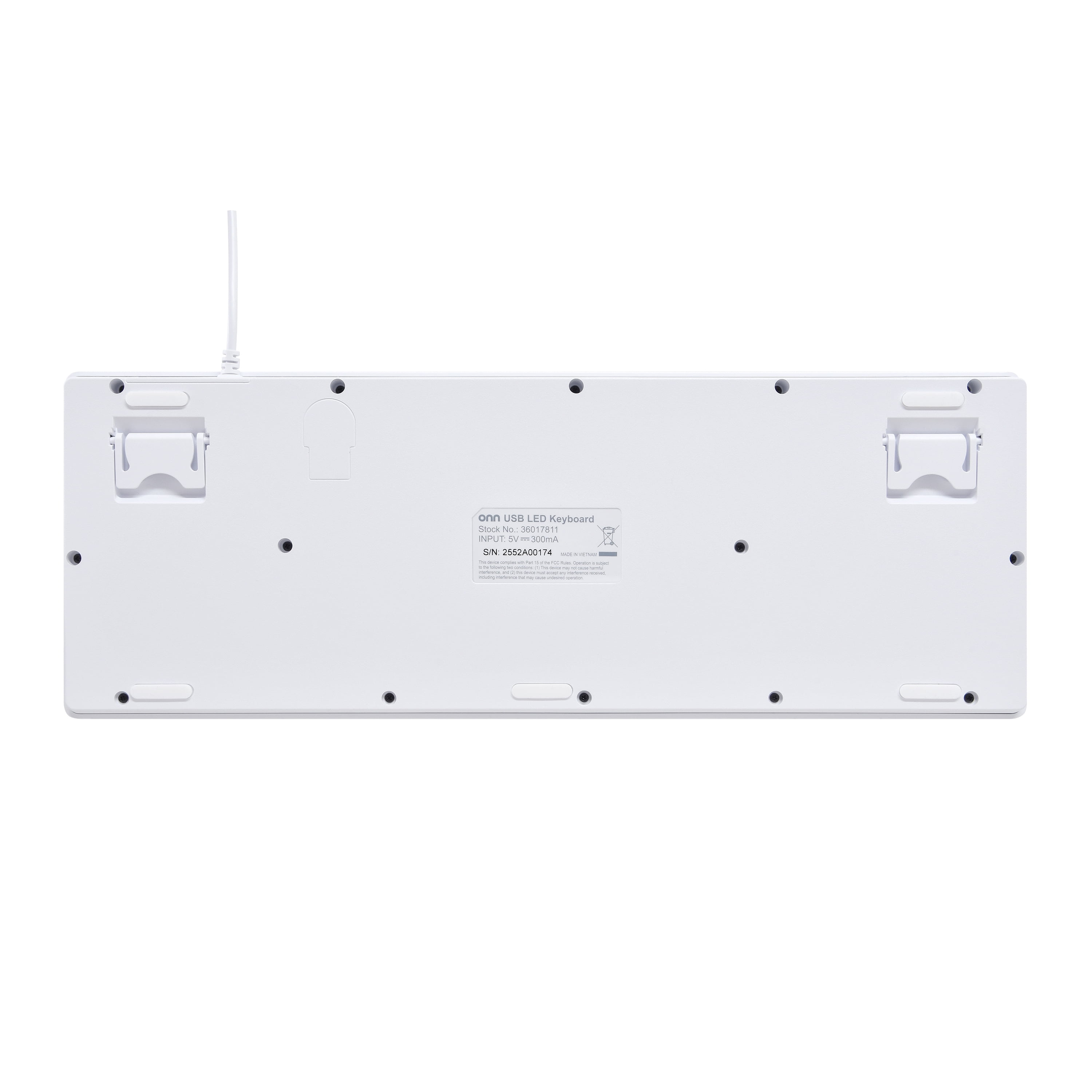 onn Wired RGB Backlit Keyboard, Arctic White, USB Connection
