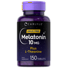 Melatonin 10mg | with L-Theanine | 150 Tablets | Extra Strength Formula | Vegetarian, Non-GMO, Gluten Free | By Carlyle