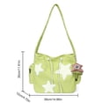 thumbnail image 2 of Bolso bandolera Kawaii de pana para mujer bolso de libro sencillo con apliques de estrella para adolescentes y estudiantes, 2 of 9