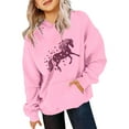 thumbnail image 2 of Weebloom Hoodies For Girls Kids Horse Print Long Sleeve Hoodies Trendy Holiday Streetwear,8-9 Years, 2 of 3