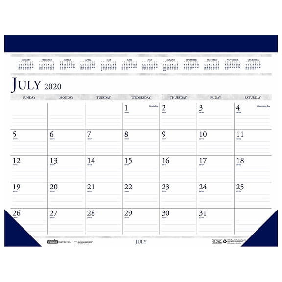 House of Doolittle 2021-2022, 13" x 18.5" Academic Desk Pad Calendar Classic White and Blue