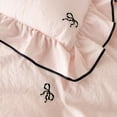 thumbnail image 4 of Ruffle Duvet Cover Twin Size 3 Pieces Pink Bow Black Edge Duvet Cover Set Chic Embroidery Comforter Cover for All Season Cute Bedding Set with Zipper 2 Pillow Shams for Kids Girls Adult, 4 of 6
