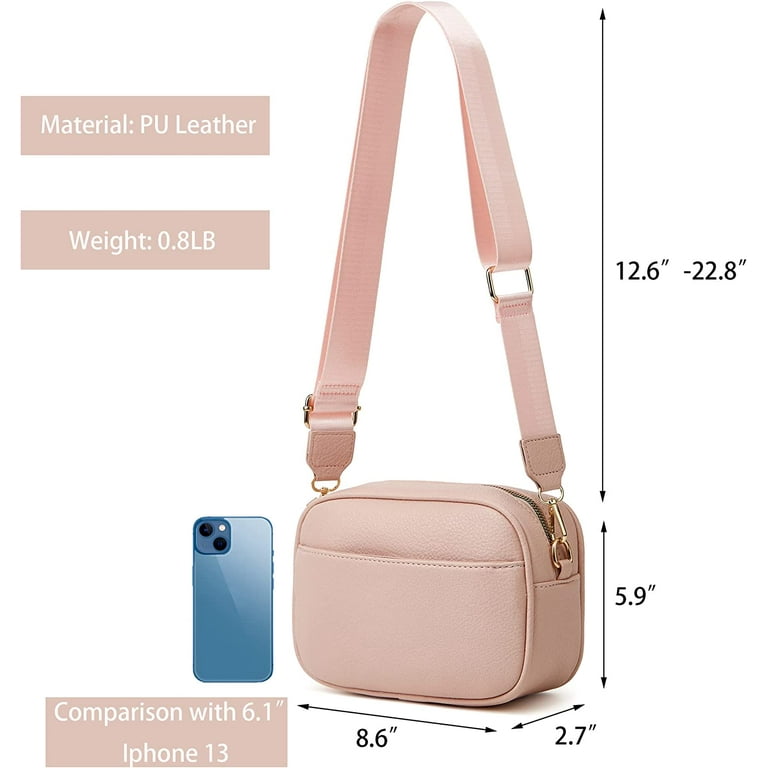 Triple Zip Small Crossbody Bag for Women, Square Snapshot Camera