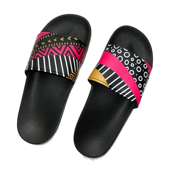 Multicolor Mismatched Slide Sandals