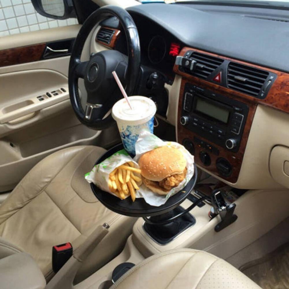 Car Food Tray with Clamp Bracket Folding Dining Table Drink Holder Pallet Swivel 