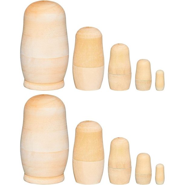 2 juegos de muñecas anidadas sin pintar, muñecas rusas anidadas en blanco, personaliza, crea tu propia muñeca rusa de Navidad, bricolaje de madera