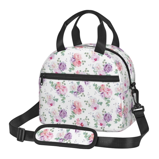 Fotbe Rose Flower B Bolsa de Almuerzo con Estampado, Lonchera Aislada, Contenedores de Comida Reutilizables Tipo Cooler a Prueba de Fugas