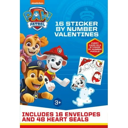 Paw Patrol 16 Sticker By Number Valentines Cards