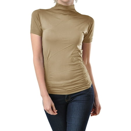 Download Kuda Moda - Women Seamless Short Sleeve Mock Neck ...