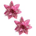 thumbnail image 2 of Glitter Poinsettia Christmas Flower,Artificial Holiday Flower Ornament, Christmas Poinsettia Decorations for Christmas Tree Wreath Garland Fireplace Mantel Table Centerpiece Seasonal Decor, 2 of 8